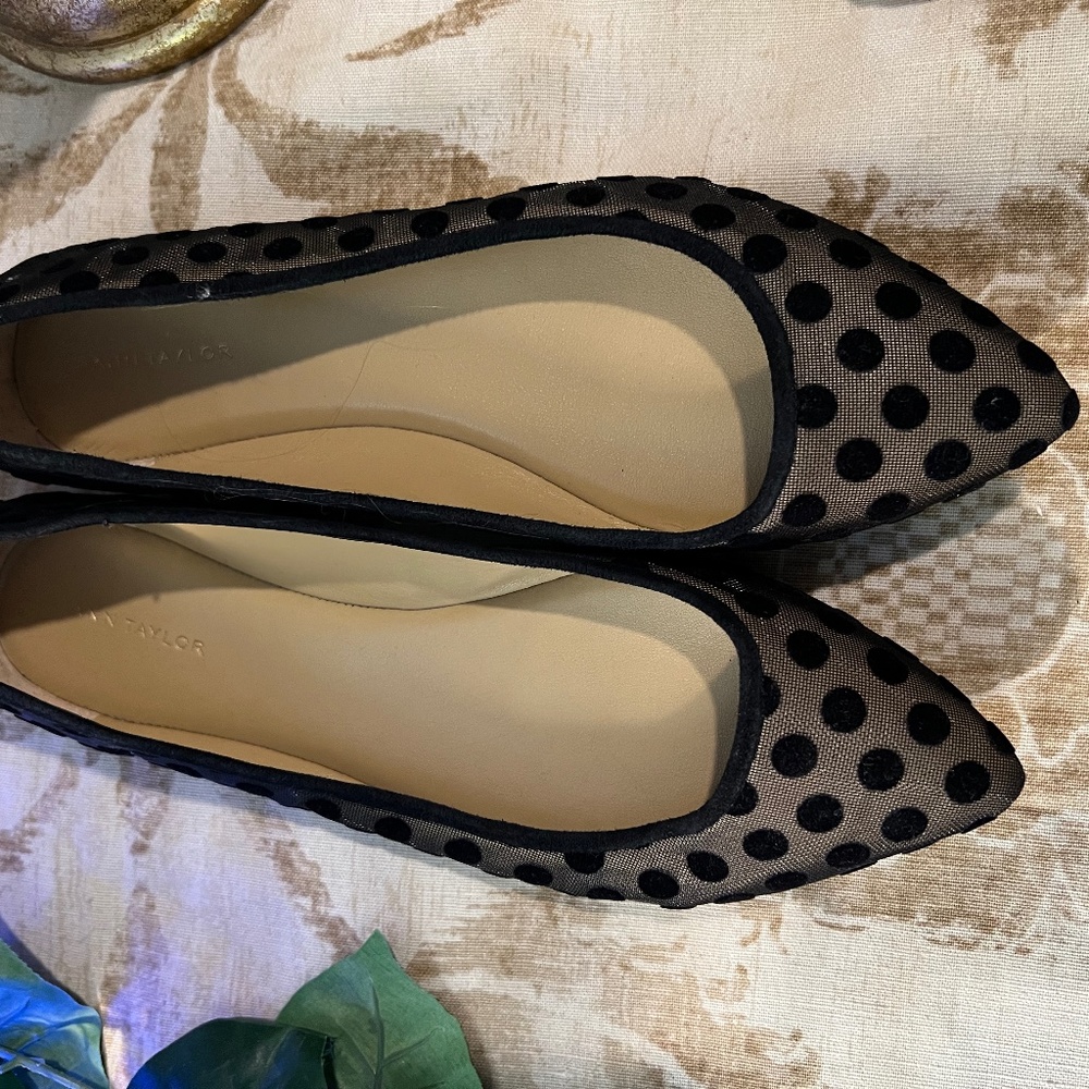 Ann Taylor Polka Dot Fun Flats Party Shoes - Size 7 1/2